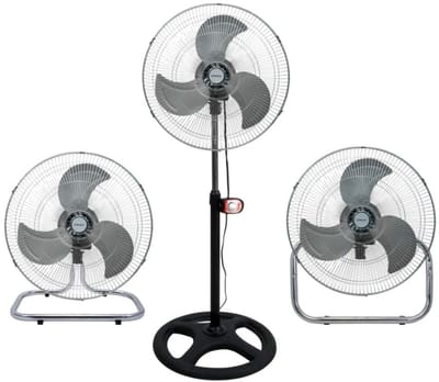 Equalize Ventilator 3 in 1 - 80 watt - Industrial - Zeer Krachtige Ventilator - Statief, ophangen of neerzetten - Kop van 45cm - RVS