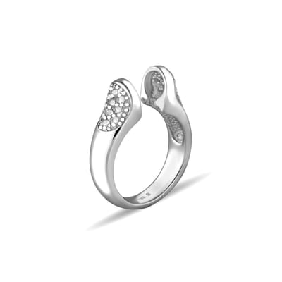 Quiges - 925 Zilver Eligo Ring  Geknepen met Zirkonia voor verwisselbaar 8 mm Bolletje - Maat 16 - NER01816