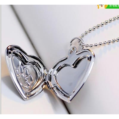 Suteyi Po Médaillon Cadre Mémoire Collier Pendentif Couleur Or Patte de Chat Chien Empreinte Patte Collier Cadeau Fête des Mères Bijoux gray