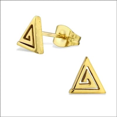 Aramat Jewels | Oorbellen | RVS Open Driehoek Oorbellen Diverse Kleuren 10mm - Geometrische Oorstekers | Spiraal-Goudkleurig-8mm | |9mm | Staal | Kinderen, Volwassenen | Verkleurd niet