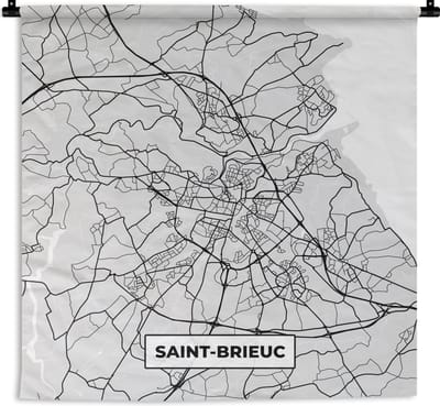 Wandkleed - Wanddoek - Frankrijk – Plattegrond – Kaart – Saint-Brieuc – Stadskaart - 180x180 cm - Wandtapijt