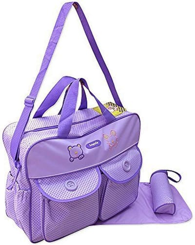 XXL 3-delige luiertas in lila - Ruime verzorgingstas voor baby met accessoires