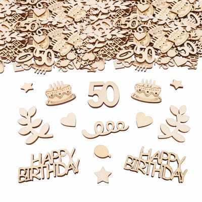Allecto - Houten Happy Birthday-confetti - Grote tafeldecoratie - 100 stuks - Verjaardagsdecoratie - Geschikt voor mannen en vrouwen - Perfect voor...