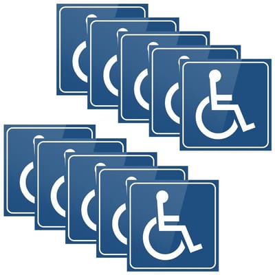 Dailygoods- Gehandicaptenstickers 10 stuks - Blauwe Stickers - Zelfklevend PVC - Waterdicht - Universeel - Afmetingen 7,62 x 7,62 cm - Rolstoelstickers