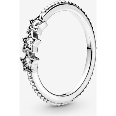 925 Sterling Zilveren Pan Ring Glanzend Pentagram Met Kristallen Ring Voor Vrouwen Bruiloft Feest Cadeau Mode Sieraden 6 white