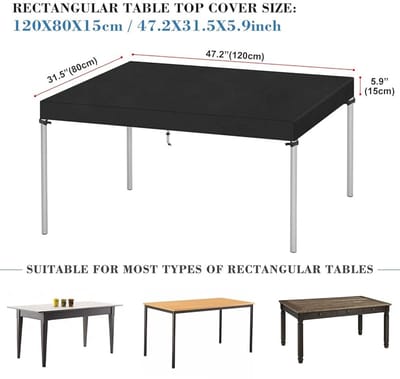 Afdekhoes voor tuintafel - waterdicht en uv-bestendig - 1 stuk - zwart - 120 x 80 x 15 cm