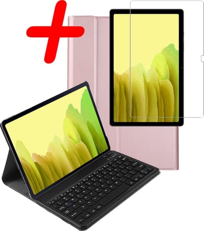 Hoes Geschikt voor Samsung Galaxy Tab A7 (2020) - Met Screenprotector - Toetsenbord Case - Keyboard Book Cover - Hoesje - Rosé goud