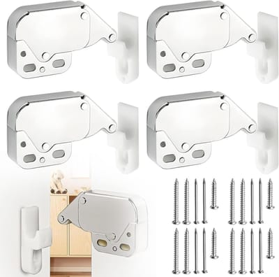 4-delige Mini Latch Automatische Veerhaak, Veiligheidsvergrendeling voor Kastdeuren, Ideaal voor Keuken, Caravan en Schuurdeuren