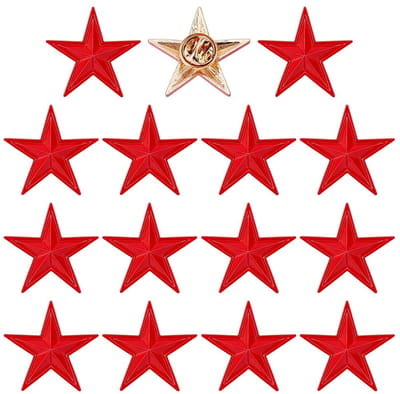 Dailygoods- Reversspelden 15 stuks - Rode Vijfpuntige Ster - Herdenkingssterren - Broche - Kostuumdecoraties - Licht Goud/Emaillle - 29 x 30 x 3,5 mm