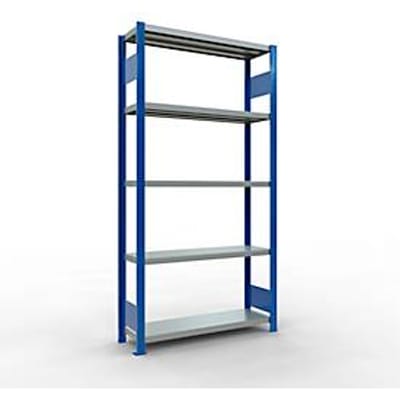 Schulte Lagertechnik MULTIplus250 boutloze rekken, basisrek, 2000 x 1000 x 300 mm, 5 legborden, RAL 5010 gentiaanblauw/verzinkt