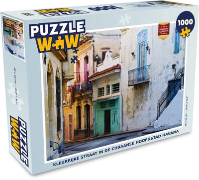 Puzzel Kleurrijke straat in de Cubaanse hoofdstad Havana - Legpuzzel - Puzzel 1000 stukjes volwassenen