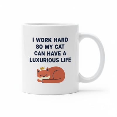 Ik Werk Hard Zodat Mijn Kat een Luxe Leven Kan Hebben Mok – Grappig Cadeau voor Kattenliefhebbers – Schattige Katten Koffiemok 330 ml