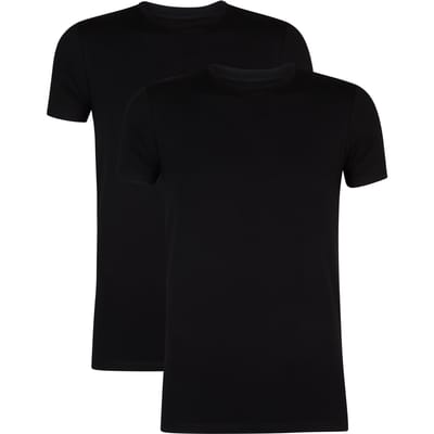 Petrol Industries T-Shirts Heren 2-Pack - Ronde Hals - Korte Mouwen - Katoen-Elastaan Mix - Effen Kleuren - Multipack van 2 stuks - Zwart - Maat S
