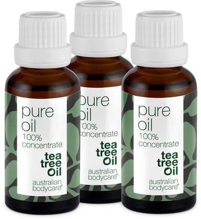 Australian Bodycare Pure Tea Tree Olie 3x30 ml - Pakket met 3 flesjes pure Tea Tree Olie - 100% puur natuurproduct tegen huidproblemen - Houdt de goede flora op de huid in balans - Effectief bij jeugdpuistjes, pukkeltjes en andere huidproblemen