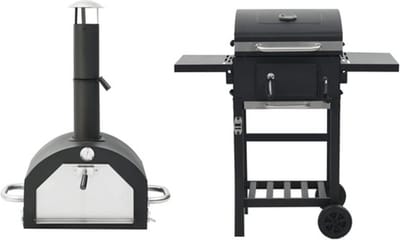 vidaXL Pizzaoven en barbecue 3-in-1 zwart