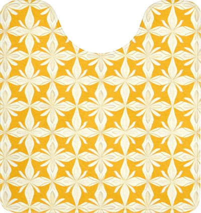 WC mat met uitsparing 55x60 cm - Antislip - Patroon - Retro - Geel - Toiletmat met uitsnijding - Vloermat - Douchemat - Toilet tapijt - Toiletmatten