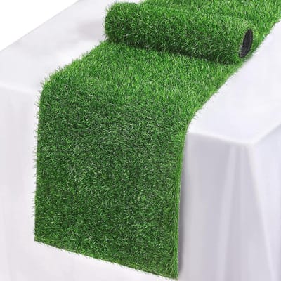 Tafelloper kunstgras - Tafelkleed groen - Decoratie tafel - Op maat te snijden - 35 x 120 cm - Groen