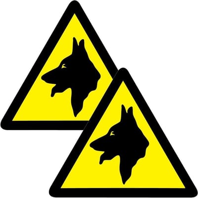 2x waarschuwingssticker hondenveiligheid 23x20cm - milieuvriendelijk met METAS-systeem