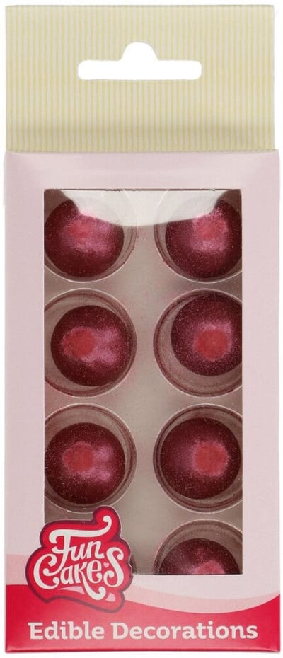 FunCakes Chocolade Balletjes - Chocolade Garnering - Parelmoer Robijn - Set/8