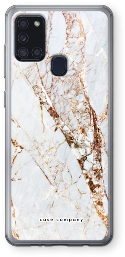 Case Company® - Hoesje geschikt voor Samsung Galaxy A21s hoesje - Goud marmer - Soft Cover Telefoonhoesje - Bescherming aan alle Kanten en Schermrand
