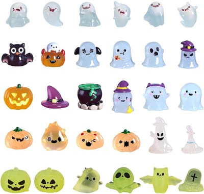 Allecta - Lichtgevende miniaturen Halloween Pompoen Schedels 30 stuks