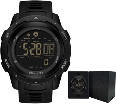 Stappenteller Horloge - Calorieënteller Tracker - Dagelijkse Activiteiten - Vervangbare Batterij - 45mm Kast Diameter - Zwart