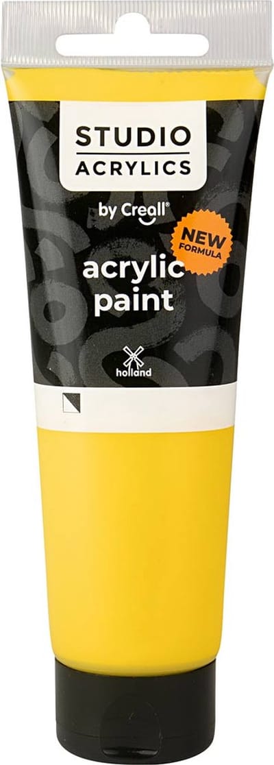 Acrylverf – Acrylaatverf – Acrylic paint – Hobbyverf – Knutselen en Verven – Sneldrogend – Primary Yellow (#06) – Geel – Gele Verf – Semi Dekkend – Creall Studio – 120 ml