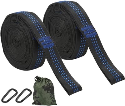 2 Packs Hangmatriemen voor Bomen - Sterke Ophangriemen met 2 Stalen Carabiners voor Buitenactiviteiten en Kamperen