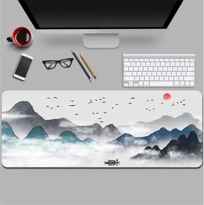 XXL Muismat - Bureauonderlegger - Gamen en kantoor - Antislip basis - 80 x 40 cm - Landschap