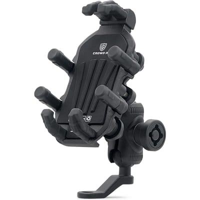Support de téléphone pour moto avec amortisseur de vibrations, antivol, support de téléphone portable pour moto, 360 degrés Rearview Mirror Mount noir