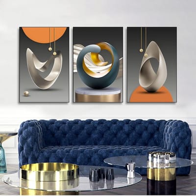 Abstracte Geometrie Posters - Wanddecoratie Set - Woonkamer Verfraaien - Waterdicht Canvas Materiaal - 30x40cm*3 - A
