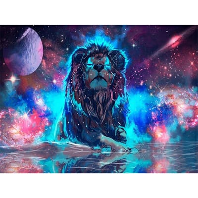 Diamant schilderij kruissteek dier 5D diamant borduurwerk universum leeuw DIY volledige ronde diamant mozaïek handwerk 20X30CM blue