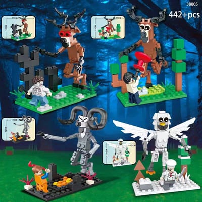 99 Nuits dans la Forêt Figurines Jouet Figurine Bloc de Construction Monstre Cerf Scène de Chasse Blocs Collection Modèle Jouets pour Enfants Cadeau