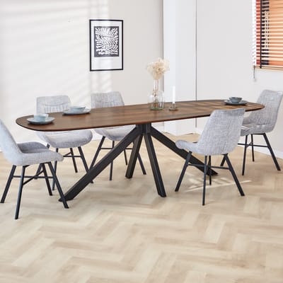 Dimehouse Deens Ovale Eettafel Paris Acaciahout Walnootfinish 260 x 100 x 76 cm - Hout - Industrieel - Ovaal