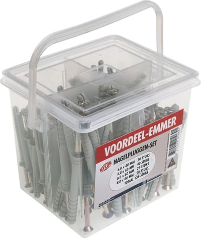 Deltafix Voordeel-emmer Nagel- Slagpluggen Set 135 Stuks