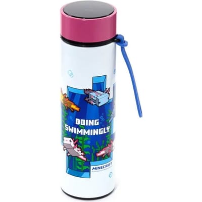 Thermosfles Minecraft Axolotl Lush Cave - RVS - Thermometer - 450ml - 23x6.5cm