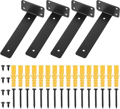 Zwarte Hoeksteun voor Planken - 4 Stuks, Stevige Metalen Wandsteunen voor Zwevende Planken, Verstelbare Plankdragers voor Hoekmontage