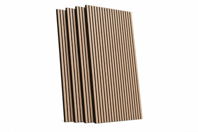 ITRONIQ Akoestische Wandpanelen 4 Stuks - Geluidsabsorberende Wanddecoratie - MDF Lattenwand Voor Muur en Plafond - Light OakI