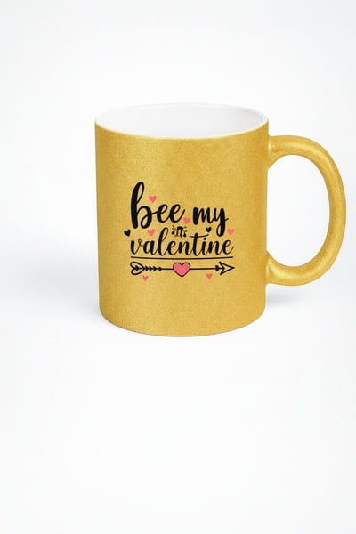 Bee My Valentine" Gouden Glitter Mok - Romantisch Valentijn Cadeau Beker