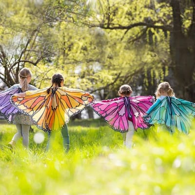 Grote Vlinder Cape voor Kinderen - Fantasie Kostuum met Zachte Vleugels en Prinsessen Sjaal voor Meisjes van 4-10 Jaar (Roze)
