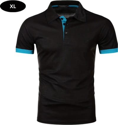 Livano Golf Shirt Heren - T-shirt - Golfkleding - Golfen - Golf Accessoires - Polo Shirt - Zwart + Blauw - Maat XL