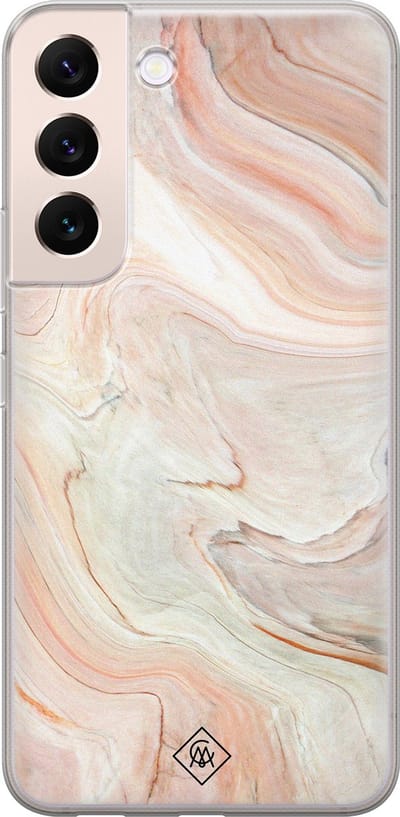 Casimoda® hoesje - Geschikt voor Samsung S22 Plus - Marmer Waves - Backcover - Siliconen/TPU - Bruin/beige