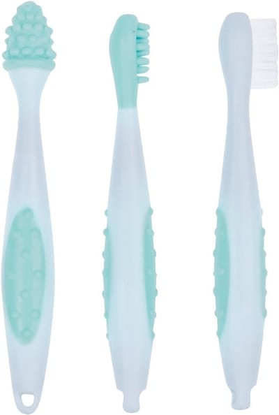 Babytandenborstel Set - Baby Tandenborstel - Tandenpoetsen Baby - Met Opbergdoosje - 3 Stuks - Blauw