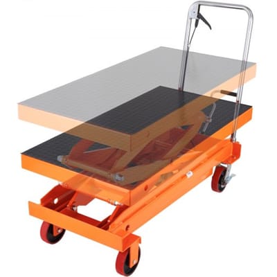 VEVOR hydraulische heftafelwagen, capaciteit 1760 lbs, hefhoogte 59 inch, handmatige dubbele schaarheftafel met 4 wielen en antislipbasis, hydraulische schaarwagen voor materiaalbehandeling en transport