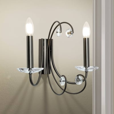ORION Wandlamp Ariane, nikkelkleurig, breedte 37,5 cm, kristal