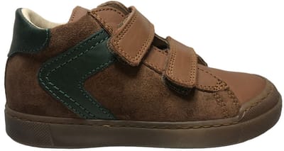 Naturino - Heist - mt 21- velcro's bumper hoge lederen sneakers - cognac/groen