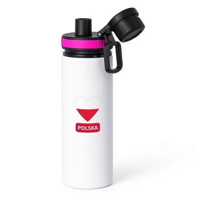 Hacebo® - Polska vlag hartje waterfles met draaidop roze - Polen - reizigers - toerist - verjaardagscadeau - souvenir - vakantie - kado - water fles - 850ML