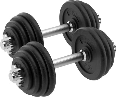 Focus Fitness Verstelbare dumbbellset - 2 x 14 kg - Gietijzer