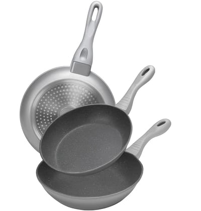Cheffinger Koekenpannenset - 3-delige Koekenpan - Inductie - Zilver