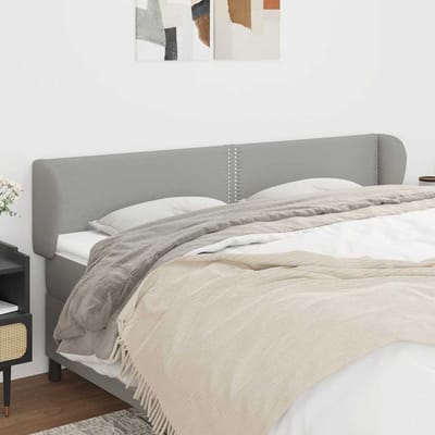 vidaXL - Hoofdbord - met - randen - 183x23x78/88 - cm - stof - lichtgrijs